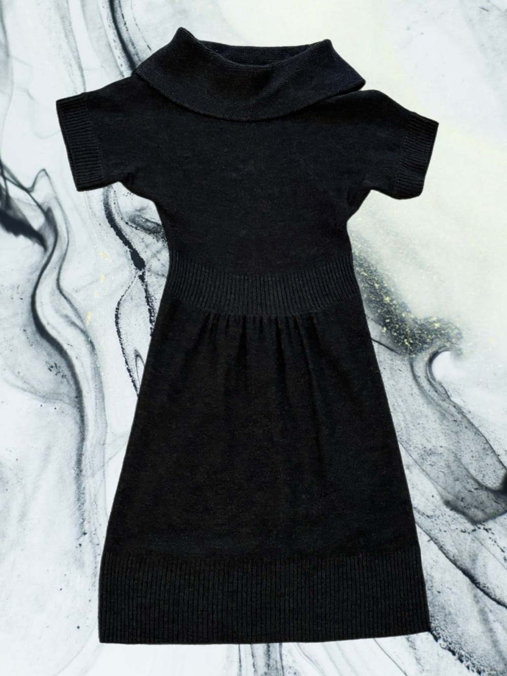 Ann Taylor LOFT Petites XXSP Charcoal Cowl Neck Sweater Dress Short Sleeve